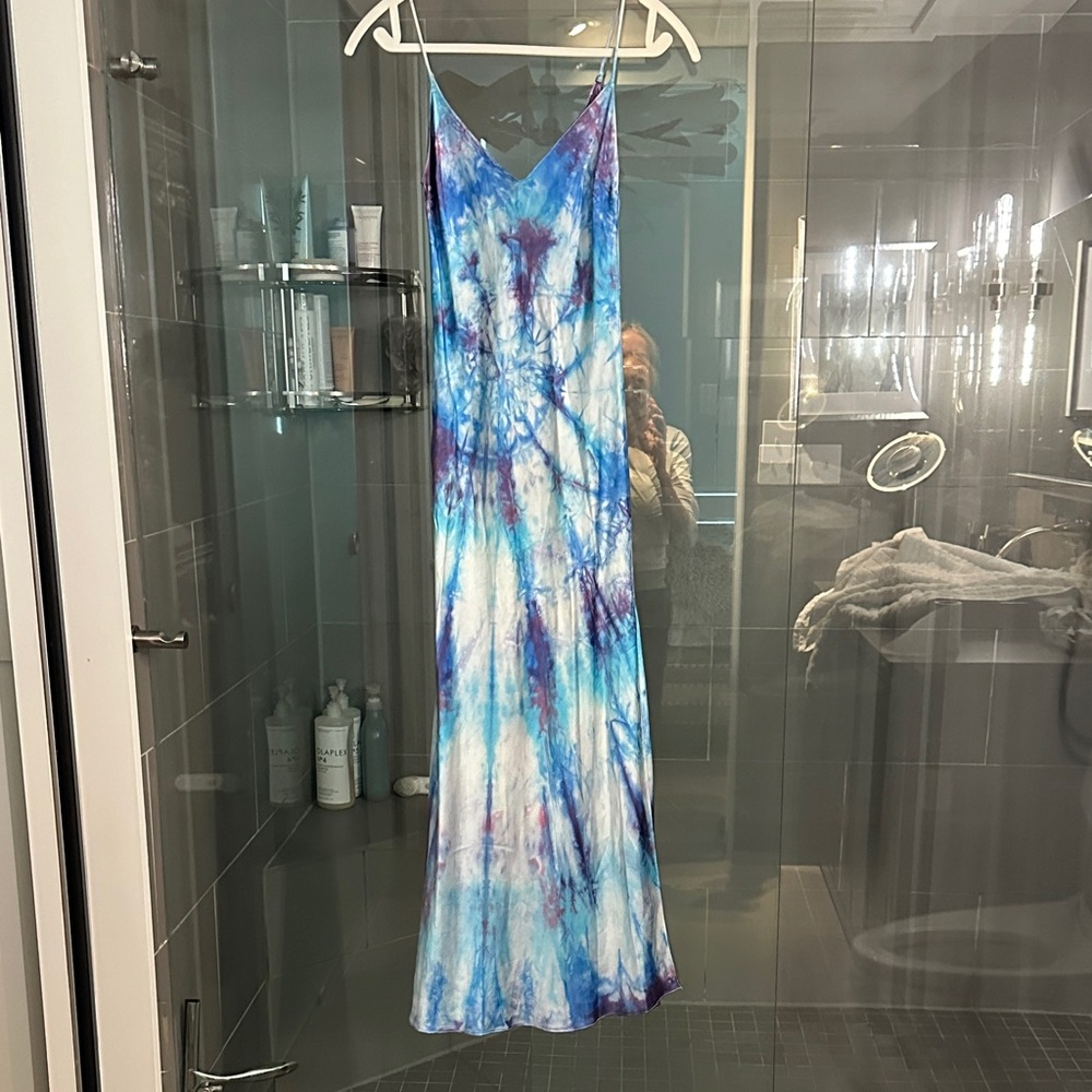 DANNIJO Vivid Tie-Dye Maxi Dress - Blue and White